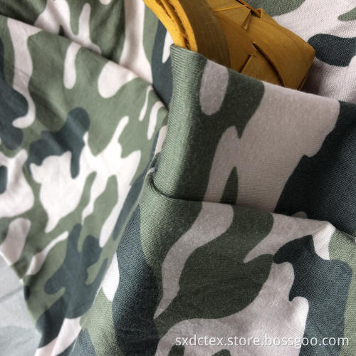 Camouflage Pattern Printed Rayon Single Jersey Fabric